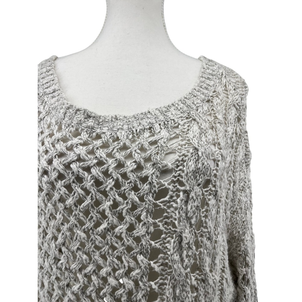 Abercrombie Fitch Women's M L Knit Sweater Open Weave Grey Blend Oversized